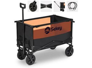 4251966206937 - Sekey - Bollerwagen Faltbar mit groß Kapazität xl Handwagen klappbar 160L Outdoor Transportwagen Schwarz mit Orange