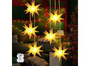 4251966211863 - - 6er Set led Weihnachtsstern Beleuchtet led Stern Batterie Weihnachtsdeko 3D Leuchtstern Weihnachten Fenster Outdoor Warmweiß