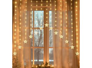 4251966211955 - 3m led Sternen Lichtervorhang Lichterkette Sterne Fenster Deko led Stern mit timer Weihnachtsbeleuchtung für Weihnachten Balkon Party Hochzeit