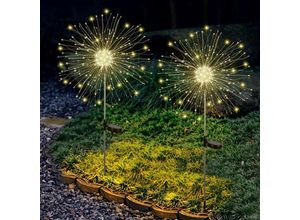 4251966216165 - Led Solarleuchten Gartendeko 2 Stück 180LED Solar Feuerwerk Gartenlichter Wasserdicht 8 Modi Solarstecker Gartenleuchten für Außen Fußweg Yard