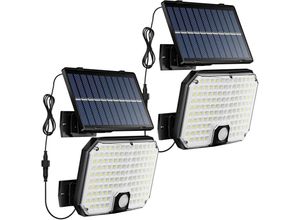 4251966216240 - 124 led Solarlampen für Außen 2 Stücke Garten Solar Wandleuchte mit Bewegungsmelder Wasserdichte led Solarleuchte mit 5m Kabel - Salcar