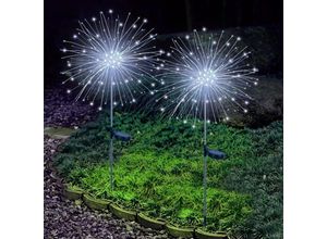 4251966217759 - Led Solarleuchten Gartendeko 2 Stück 180LED Solar Feuerwerk Gartenlichter Wasserdicht 8 Modi Solarstecker Gartenleuchten für Außen Fußweg Yard