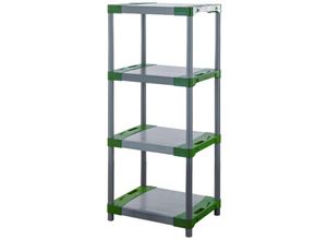 4251975415641 - Proregal-die Regalexperten - proregal Kunststoffregal grey bear Low HxBxT 138x90x46cm Fachlast 120kg Grau-Grün - Grau-Grün