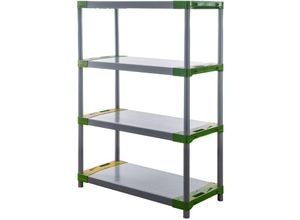4251975415665 - Proregal-die Regalexperten - proregal Kunststoffregal grey bear Low HxBxT 138x110x46cm Fachlast 120kg Grau-Grün - Grau-Grün