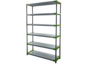 4251975417195 - Proregal-die Regalexperten - proregal Kunststoffregal big grey bear Extra-Tall HxBxT 220x140x46cm Fachlast 120kg Grau-Grün - Grau-Grün