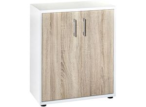 4251975417522 - Möbelpartner - Aktenschrank Tiger Small HxBxT 77x65x34cm 2 Fächern & 2 Flügeltüren Weiß  Eiche - Weiß