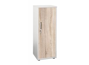 4251975417621 - Möbelpartner Aktenschrank Tiger Slim HxBxT 110x40x34cm 3 Fächern & 1 Flügeltür Weiß  Eiche - Weiß