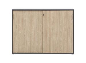 4251975418093 - Möbelpartner - Schiebetürenschrank Hippo Large HxBxT 120x160x40cm 3 Fächern & 2 Schiebetüren Eiche - Eiche