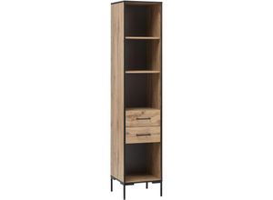 4251975418239 - Möbelpartner - Hochschrank Panda HxBxT 195x40x40cm 4 Fächern & 2 Schubladen Eiche - Eiche