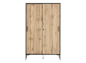 4251975418338 - Möbelpartner Schiebetürenschrank Panda Tall HxBxT 165x100x41cm 4 Fächern & 2 Schiebetüren Eiche - Eiche