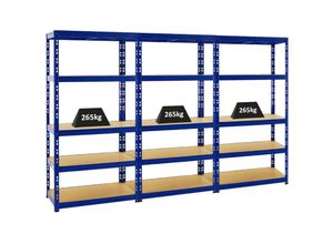 4251975419830 - Proregal-regale Günstig Kaufen - proregal Mega Deal 3x Schwerlastregal Tiger HxBxT 180x90x45 cm Fachlast 265kg Blau - Blau