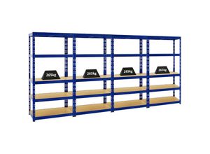 4251975419847 - Proregal-regale Günstig Kaufen - proregal Mega Deal 4x Schwerlastregal Tiger HxBxT 180x90x45 cm Fachlast 265kg Blau - Blau