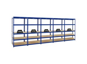 4251975419892 - Proregal-regale Günstig Kaufen - proregal Mega Deal 5x Schwerlastregal Tiger HxBxT 180x90x60 cm Fachlast 265kg Blau - Blau