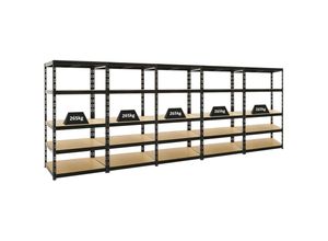 4251975419939 - Proregal-regale Günstig Kaufen - proregal Mega Deal 5x Schwerlastregal Tiger HxBxT 180x90x60 cm Fachlast 265kg Schwarz - Schwarz