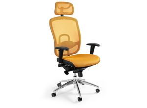 4251975420447 - Proregal-preiswerte Büroausstattung - Bürodrehstuhl Hamburg HxBxT 123-132x54x60cm Netzrückenlehne & Membran-Sitzpolsterung Traglast 130kg Gelb - Gelb