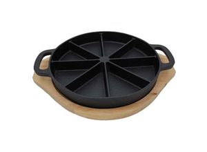 4251975428412 - Chefgastro-die Bbq-experten - chefgastro bbq Wedge Pan mit Holz-Serviertablett ø 215 x 3 cm Gusseisen