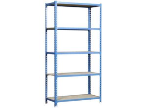 4251975476376 - Proregal-zertifizierte Qualitätsprodukte - proregal Schwerlastregal muli HxBxT 180x90x50cm 5 Fachböden Fachlast 150kg Blau Lagerregal Kellerregal