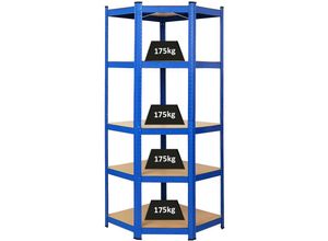 4251975493182 - Proregal-preis- leistungssieger - Eckregal Ragnar HxBxT 180x70x40 cm Fachlast 175kg Blau - Blau