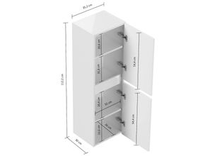 4251982655795 - Limes Badezimmer Hochschrank 112cm Softclose Wandmontage weiß Hgl