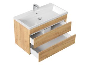 4251982673744 - POSSEIK Waschbecken mit Unterschrank FELLINI 90 eiche gold 900 x 480 x 584 cm