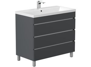4251982673768 - Stand Badmöbel Felini 90 weiss hochglanz mit drei grifflosen Schubladen 4251982673768 - Stand Badmöbel Felini 90 weiss hochglanz mit drei grifflosen Schubladen