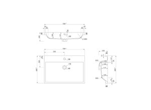 4251982673959 - Stand Badmöbel Fellini 70 SoftClose eiche gold mit drei grifflosen Schubladen