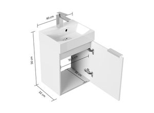 4251982674031 - POSSEIK Waschbecken mit Unterschrank CUBI SLIMLINE grafit 400 x 310 x 563 cm
