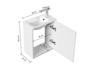 4251982674123 - POSSEIK Waschbecken mit Unterschrank PIENI SLIMLINE grafit 400 x 220 x 493 cm