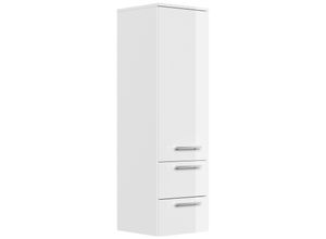 4251982674666 - Hochschrank 120 cm weiss hochglanz mit Glaseinlagen