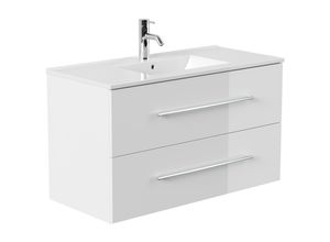 4251982674727 - POSSEIK Waschbecken mit Unterschrank HOMELINE 100 weiß glanz 1010 x 470 x 578 cm