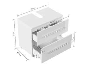 4251982676608 - Mondial Universal Unterbau auf Standfüßen 70 cm SoftClose weiss hochglanz