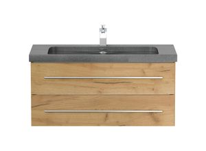 4251982676813 - POSSEIK Waschbecken mit Unterschrank YAMO 100 eiche gold 1000 x 450 x 500 cm