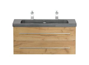 4251982676875 - POSSEIK Waschbecken mit Unterschrank YAMO 100 eiche gold 1000 x 450 x 500 cm