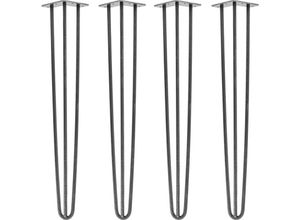 4251986200014 - Hairpin Legs Tischbeine Haarnadelbeine 12mm Stahl Möbelfüße Tischgestell Tischkufen - 4 Stück Industrial Anthrazit (geölt) 71cm - 3 Streben