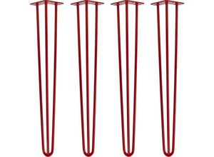 4251986200038 - Hairpin Legs Tischbeine Haarnadelbeine 12mm Stahl Möbelfüße Tischgestell Tischkufen - 4 Stück Rot 71cm - 3 Streben - Tisch - Rot - Natural