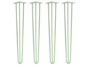 4251986200045 - Hairpin Legs Tischbeine Haarnadelbeine 12mm Stahl Möbelfüße Tischgestell Tischkufen - 4 Stück Grün 71cm - 3 Streben - Tisch - Pastellgrün