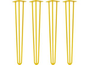 4251986200052 - Natural Goods Berlin - hairpin Legs Tischbeine Haarnadelbeine 12mm Stahl Möbelfüße Tischgestell Tischkufen - 4 Stück Gelb 71cm - 3 Streben