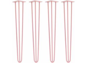 4251986200083 - Hairpin Legs Tischbeine Haarnadelbeine 12mm Stahl Möbelfüße Tischgestell Tischkufen - 4 Stück Pink 71cm - 3 Streben - Tisch - Pink - Natural