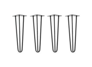 4251986200144 - Hairpin Legs Tischbeine Haarnadelbeine 12mm Stahl Möbelfüße Tischgestell Tischkufen - 4 Stück Industrial Anthrazit (geölt) 40cm - 3 Streben