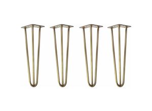 4251986200168 - Natural Goods Berlin - hairpin Legs Tischbeine Haarnadelbeine 12mm Stahl Möbelfüße Tischgestell Tischkufen - 4 Stück Antik Gold 40cm - 3