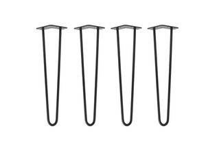 4251986200175 - Natural Goods Berlin - hairpin Legs Tischbeine Haarnadelbeine 12mm Stahl Möbelfüße Tischgestell Tischkufen - 4 Stück Schwarz 50cm - 2 Streben