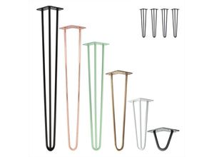 4251986200182 - Natural Goods Berlin - hairpin Legs Tischbeine Haarnadelbeine 12mm Stahl Möbelfüße Tischgestell Tischkufen - 4 Stück Weiß 50cm - 2 Streben