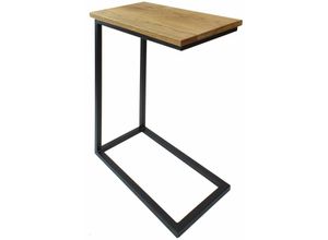 4251986200946 - Natural Goods Berlin - Beistelltisch c-form Laptoptisch aus Metall und Holz Couchtisch Nachttisch Echtholz Eiche praktische Ablage - Schwarz