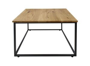 4251986202117 - Couchtisch cube Beistelltisch aus Metall & Holzv Nachttisch Sofa Kaffeetisch modern Sessel Laptoptisch Würfel Massivholzplatte Eiche - Schwarz