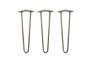 4251986206078 - Natural Goods Berlin - hairpin Legs Tischbeine Haarnadelbeine 12mm Stahl Möbelfüße Tischgestell Tischkufen - 3 Stück Antik Gold 40cm - 2