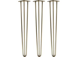 4251986206122 - Hairpin Legs Tischbeine Haarnadelbeine 12mm Stahl Möbelfüße Tischgestell Tischkufen - 3 Stück Antik Gold 71cm - 3 Streben - Tisch - Antik