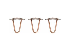 4251986206139 - Hairpin Legs Tischbeine Haarnadelbeine 12mm Stahl Möbelfüße Tischgestell Tischkufen - 3 Stück Antik Roségold 15cm - 2 Streben - Möbelfüße