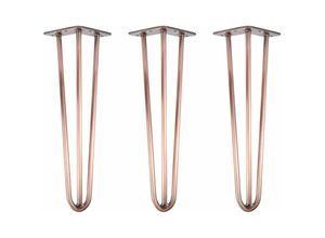 4251986206153 - Natural Goods Berlin - hairpin Legs Tischbeine Haarnadelbeine 12mm Stahl Möbelfüße Tischgestell Tischkufen - 3 Stück Antik Roségold 40cm - 3