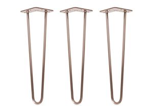 4251986206160 - Natural Goods Berlin HAIRPIN Legs Tischbeine Haarnadelbeine 12mm Stahl Möbelfüße Tischgestell Tischkufen - 3 Stück Antik Roségold 45cm - 2