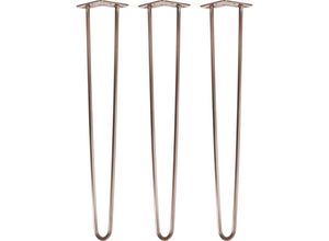 4251986206184 - Hairpin Legs Tischbeine Haarnadelbeine 12mm Stahl Möbelfüße Tischgestell Tischkufen - 3 Stück Antik Roségold 71cm - 2 Streben - Tisch - Antik